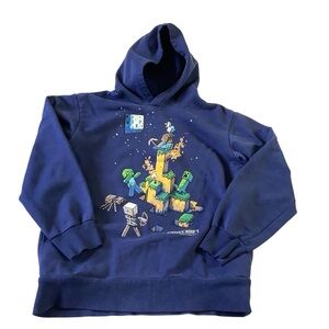 Mojang YXL Dark Blue Minecraft Hoodie Runs Small